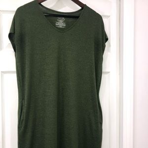 Green mini dress with pockets